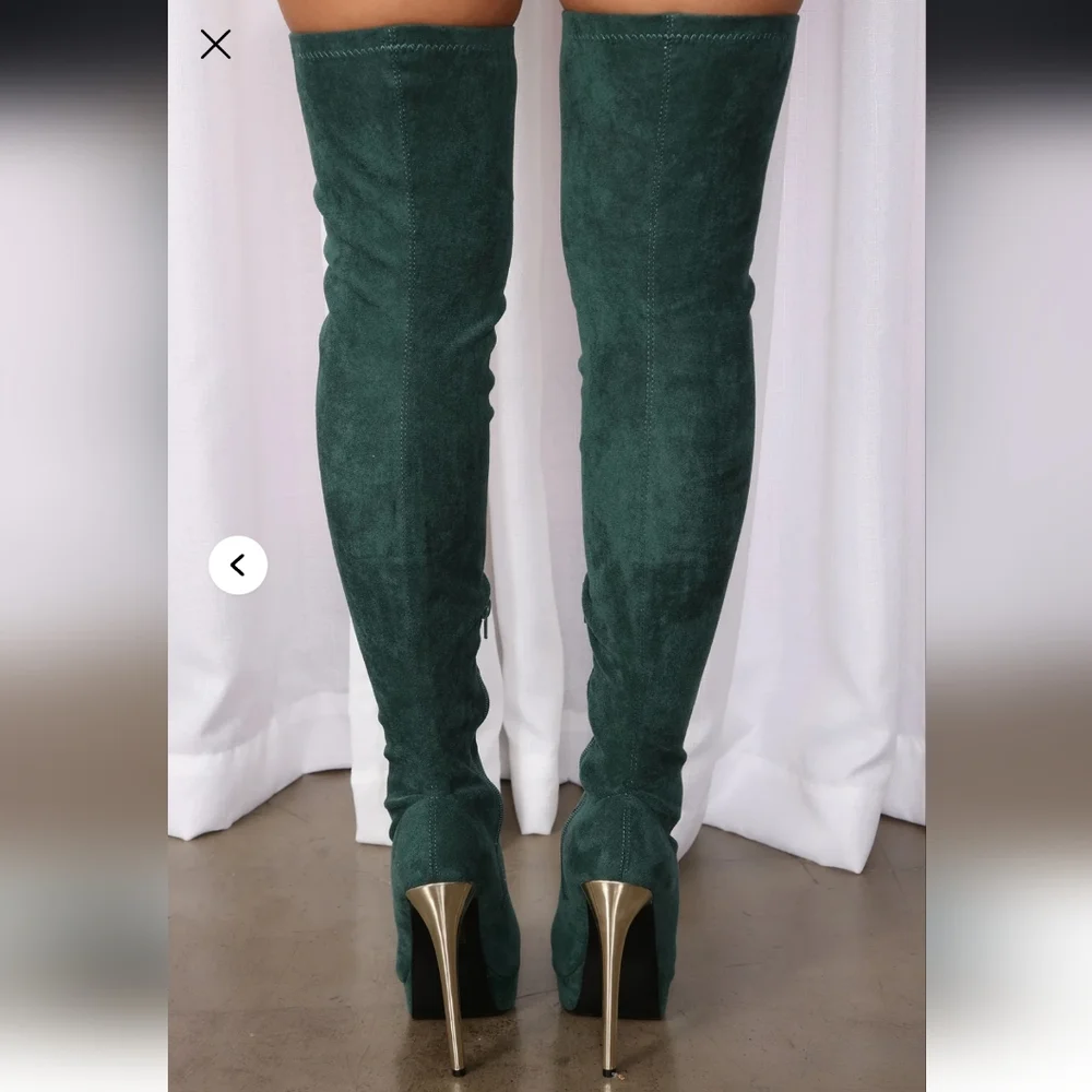 Mason Teal Over-the-Knee Boots with Silver Heel NwT 7